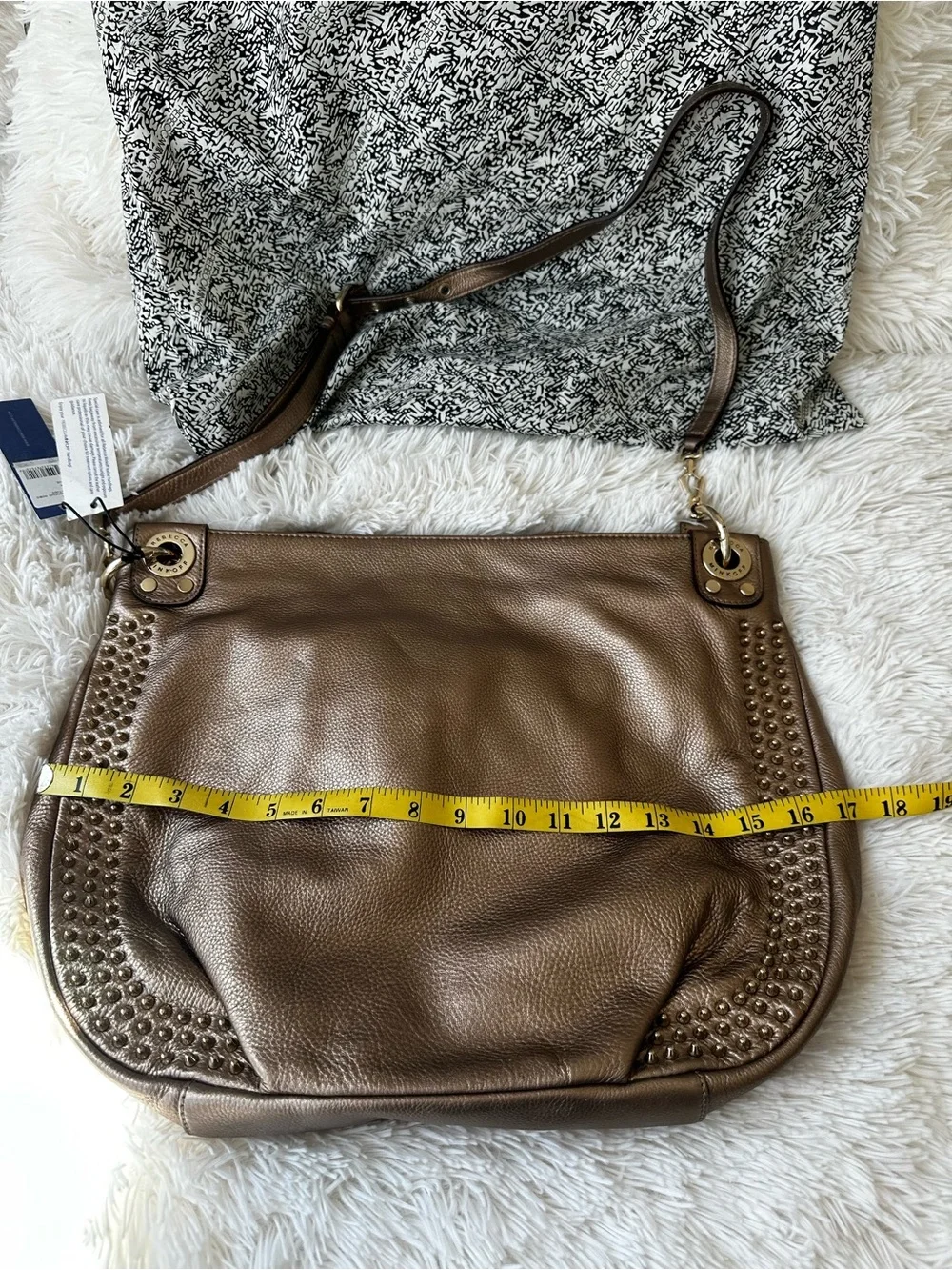 REBECCA MINKOFF Mini Luscious Hobo Bronze Leather Studded Shoulder Bag NWT